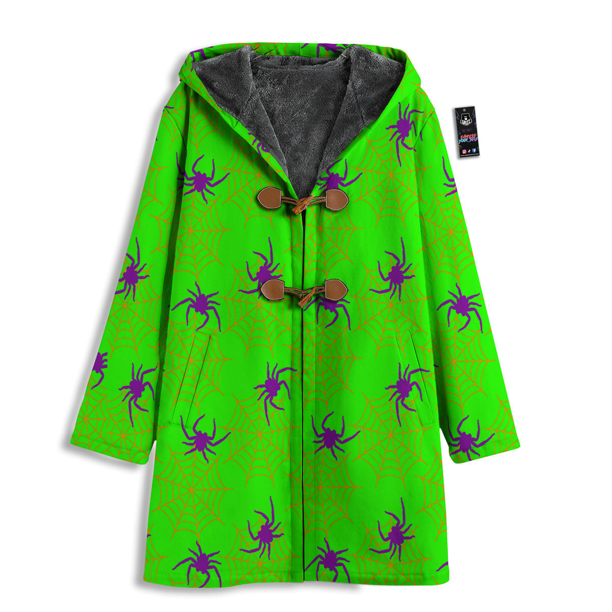 Spider Web Green And Purple Print Pattern Men's Windbreaker Jacket-grizzshop