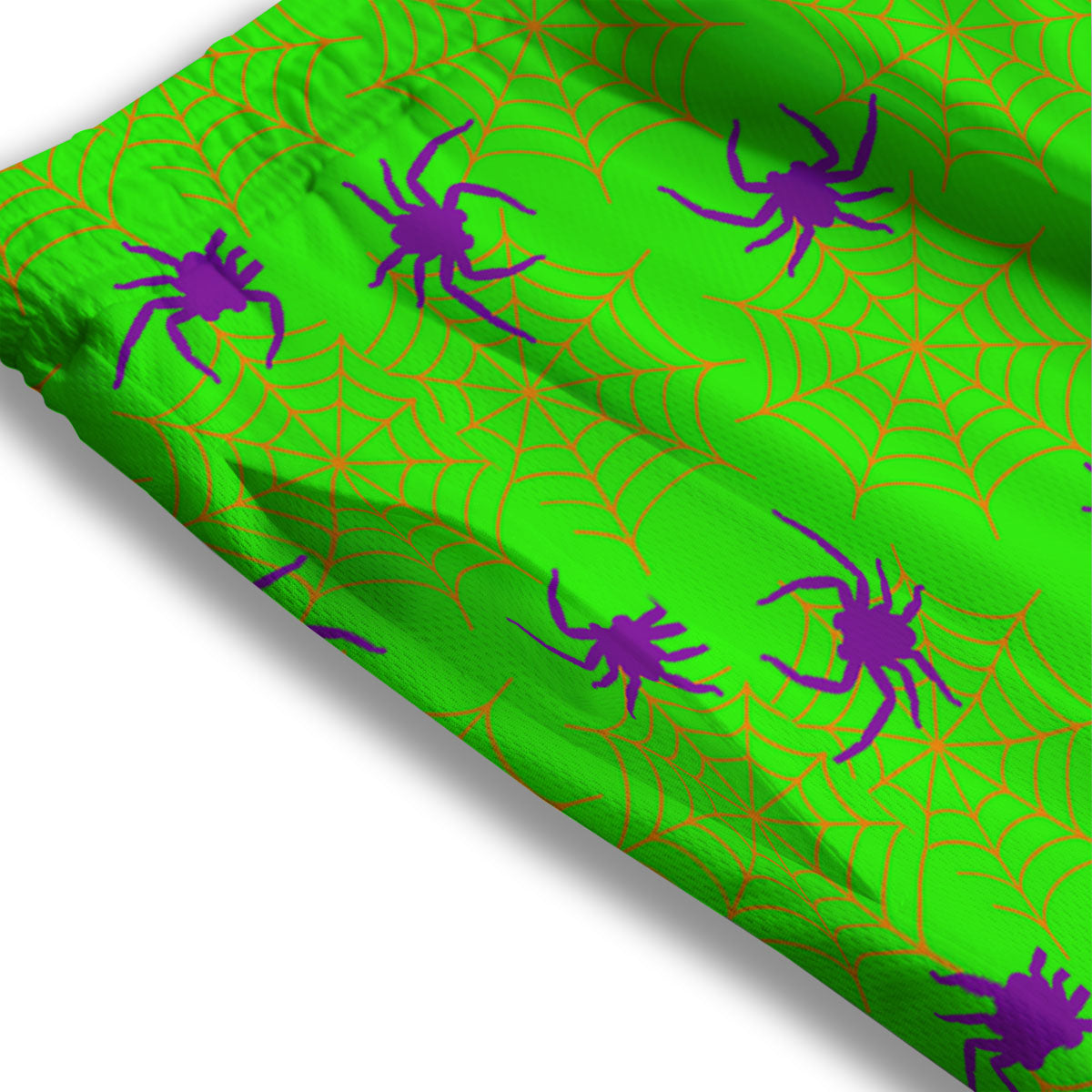 Spider Web Green And Purple Print Pattern Mesh Shorts