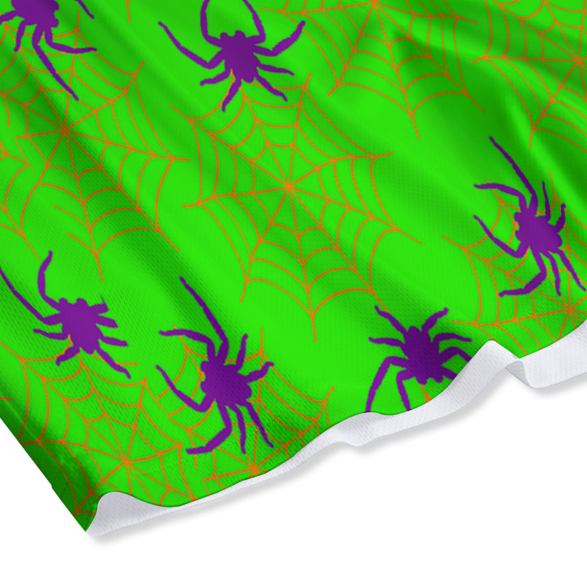 Spider Web Green And Purple Print Pattern Mesh Shorts