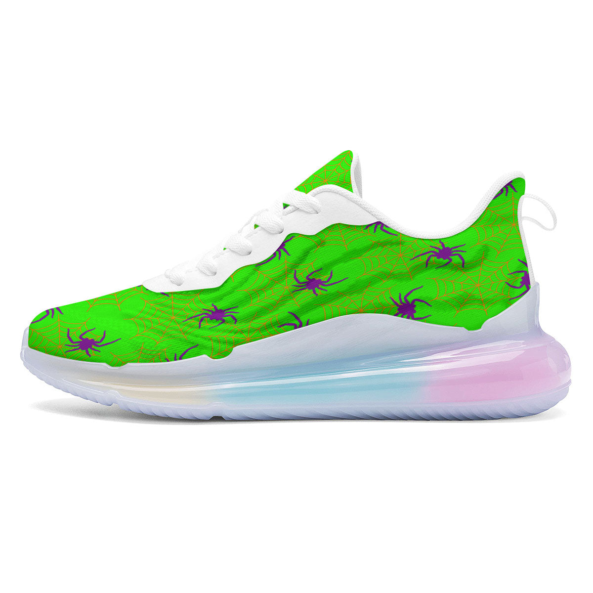 Spider Web Green And Purple Print Pattern Running Sneakers-grizzshop