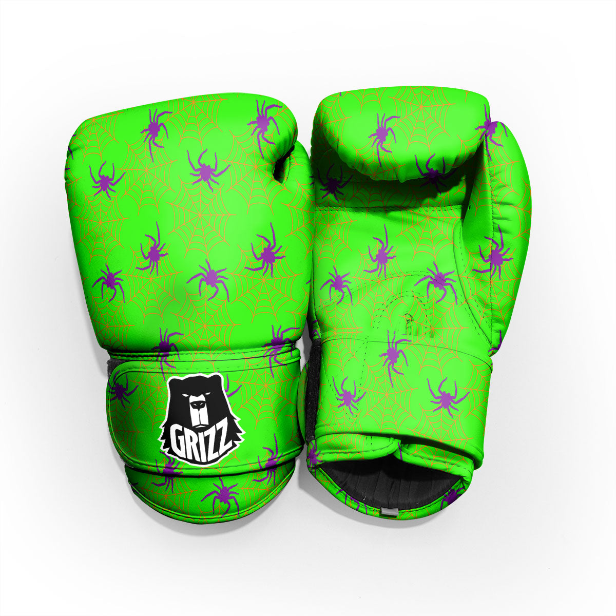 Spider Web Green And Purple Print Pattern Pro Boxing Glove