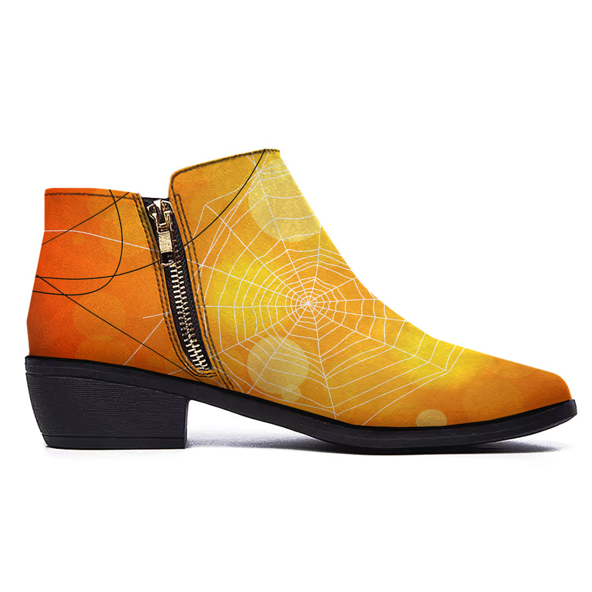 Spider Web Halloween Print Ankle Boots-grizzshop