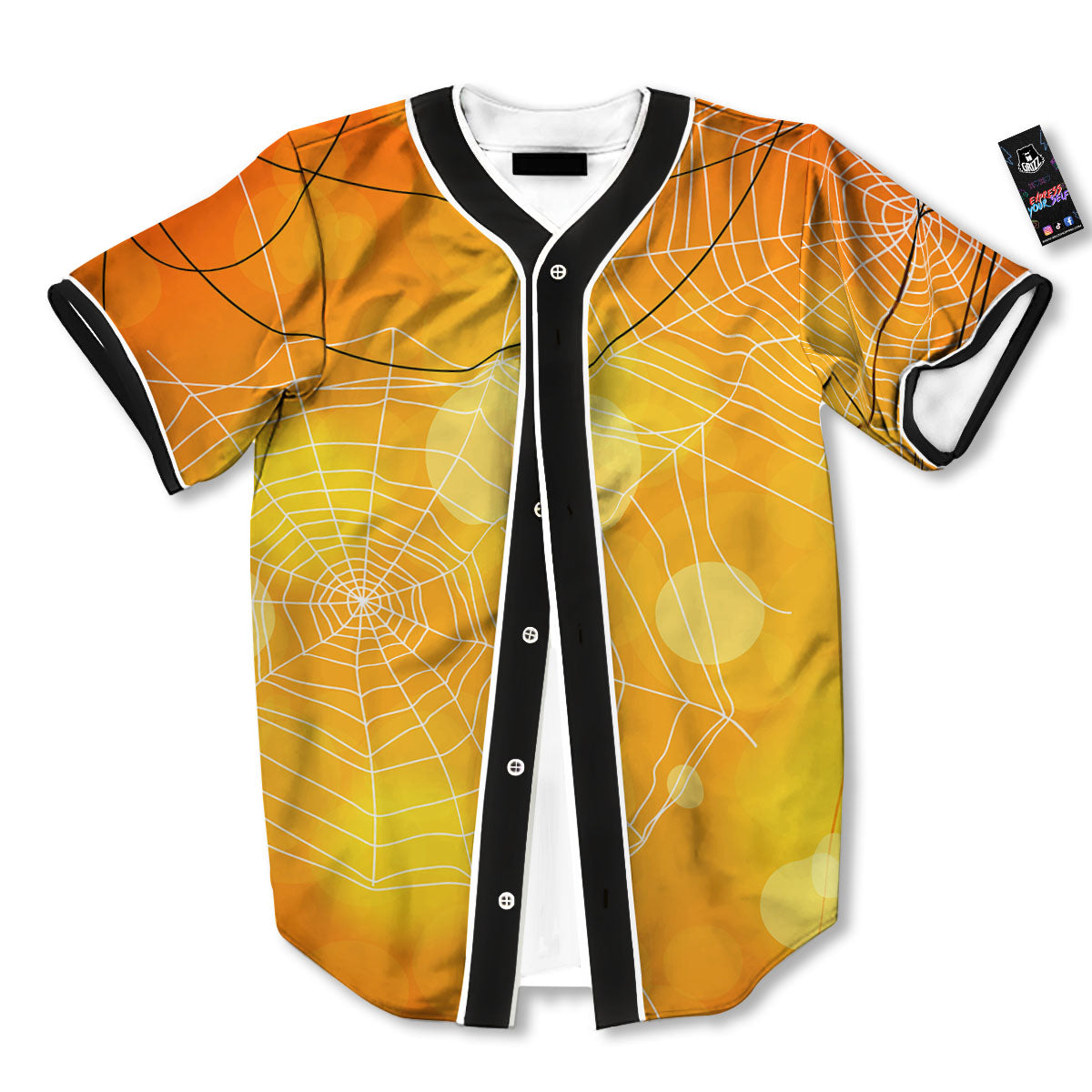 Spider Web Halloween Print Baseball Jersey-grizzshop