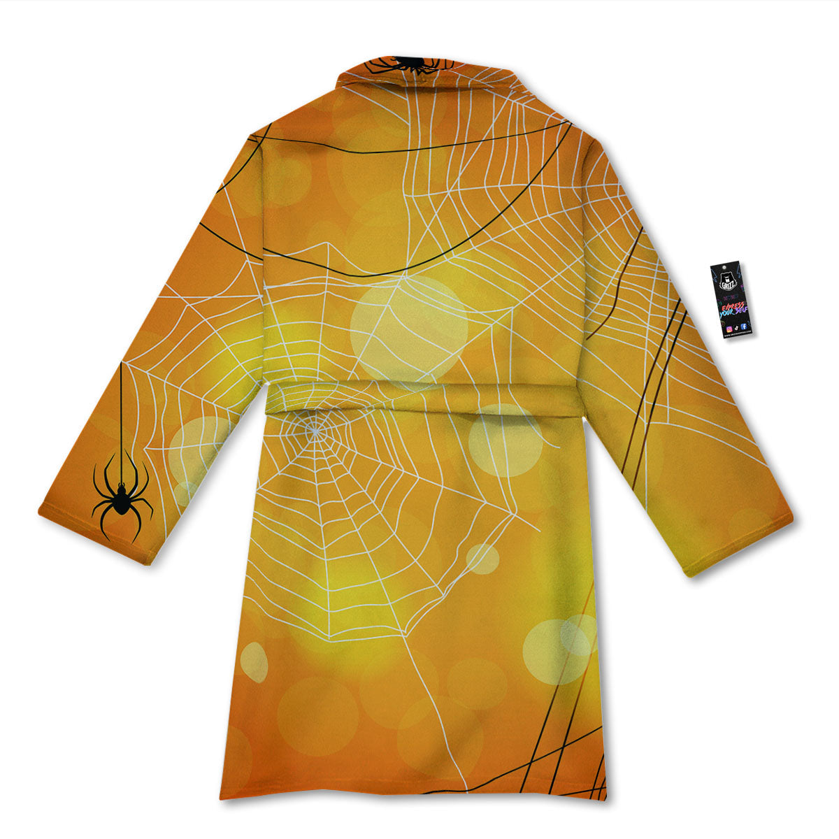 Spider Web Halloween Print Bathrobe-grizzshop