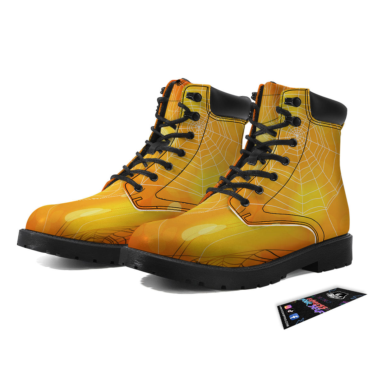 Spider Web Halloween Print Boots-grizzshop