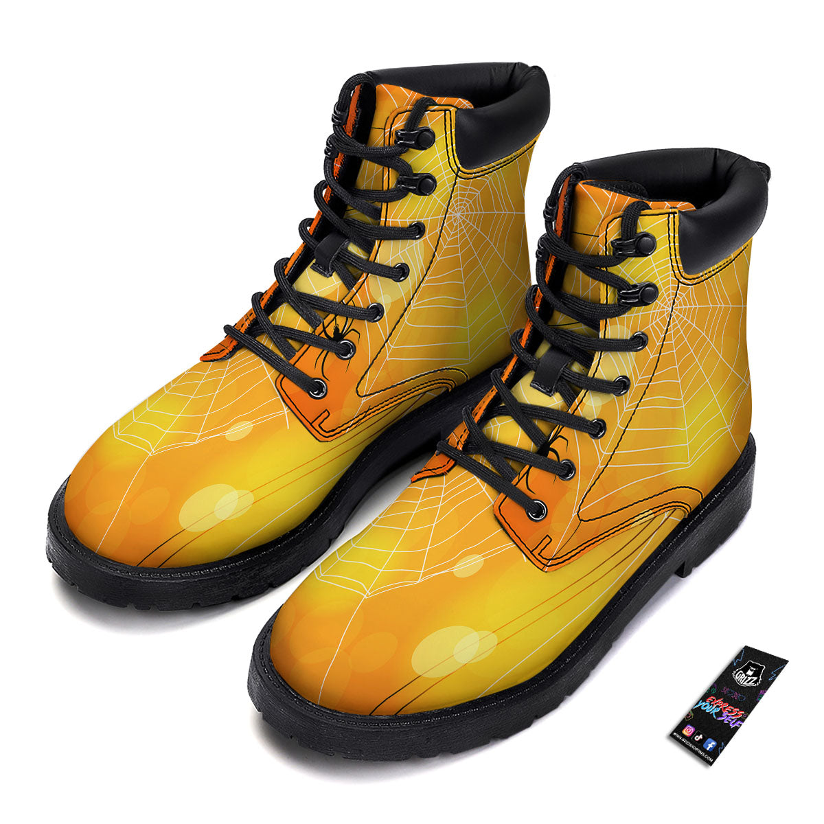 Spider Web Halloween Print Boots-grizzshop
