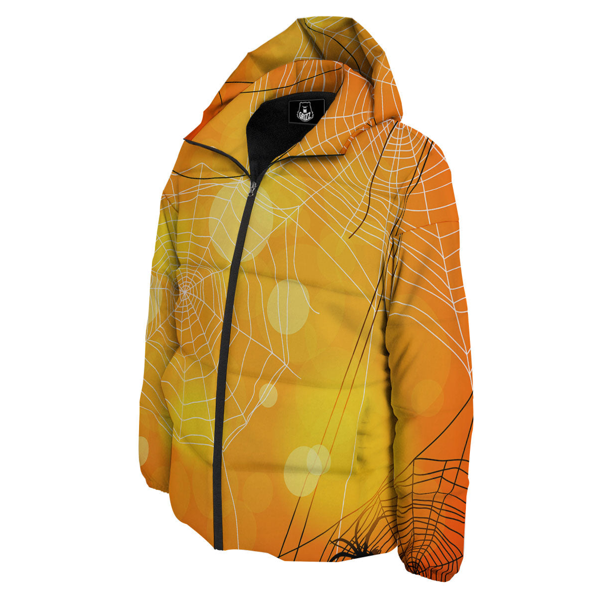 Spider Web Halloween Print Down Jacket-grizzshop