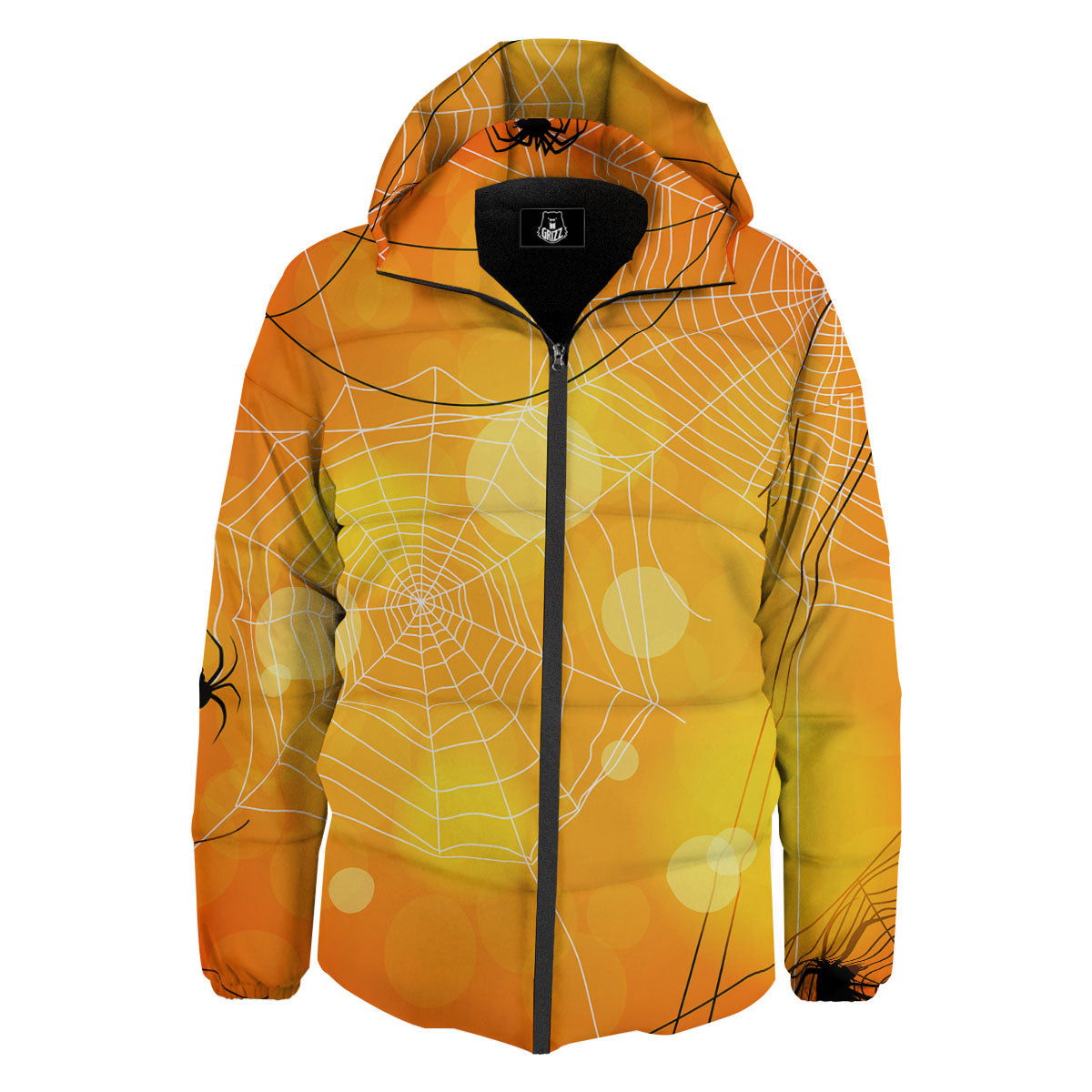 Spider Web Halloween Print Down Jacket-grizzshop