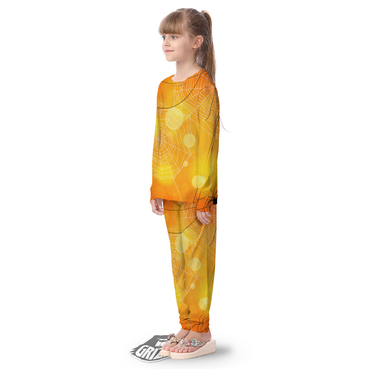 Spider Web Halloween Print Kid's Pajamas-grizzshop