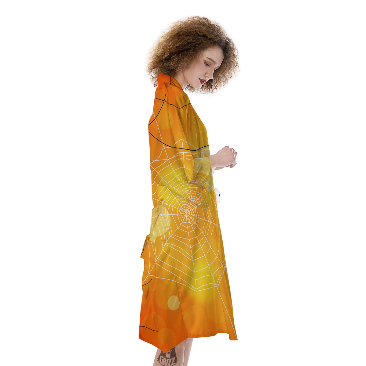 Spider Web Halloween Print Kimono-grizzshop