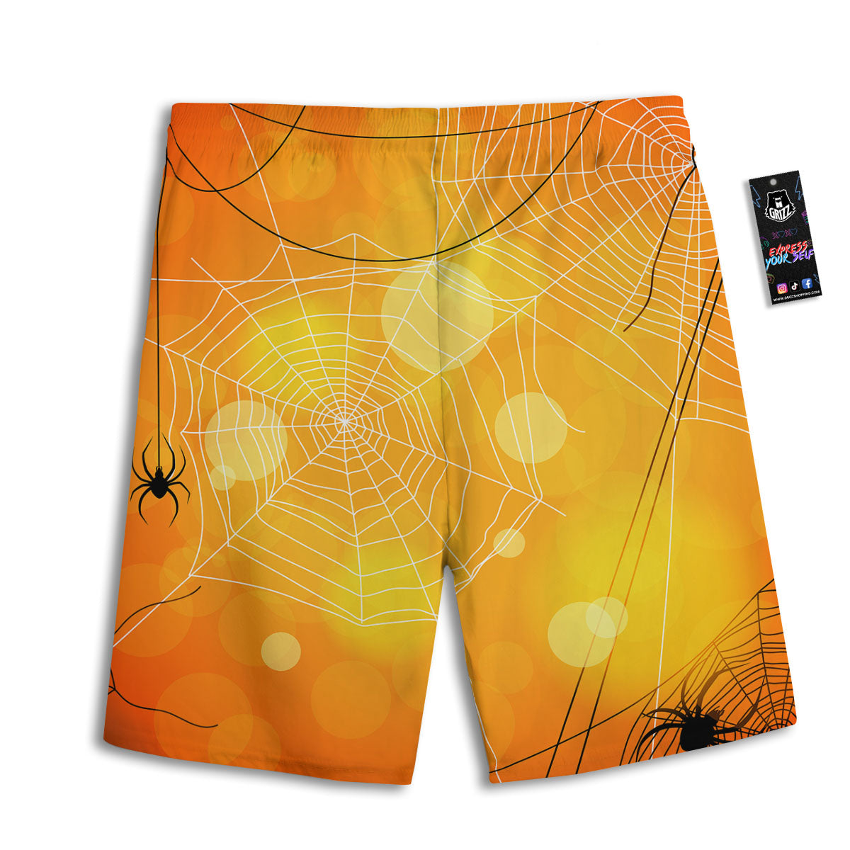 Spider Web Halloween Print Men's Athletic Shorts