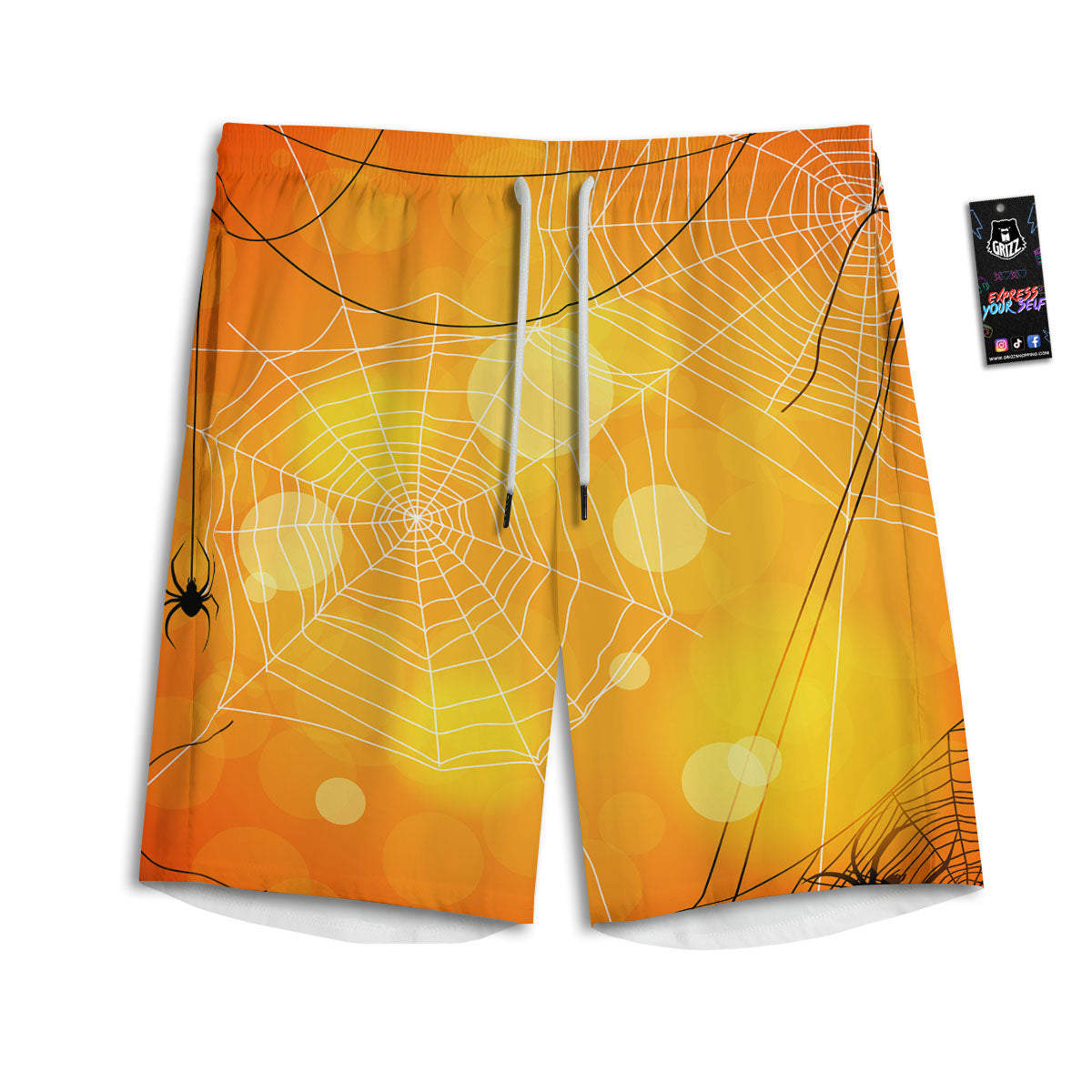 Spider Web Halloween Print Men's Athletic Shorts