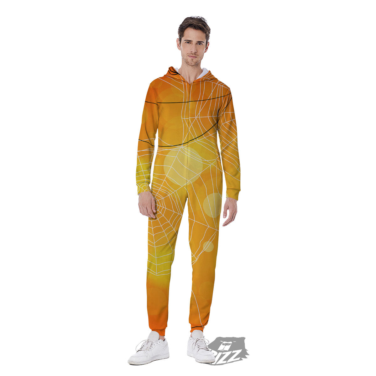 Spider Web Halloween Print Men's Jumpsuit-grizzshop