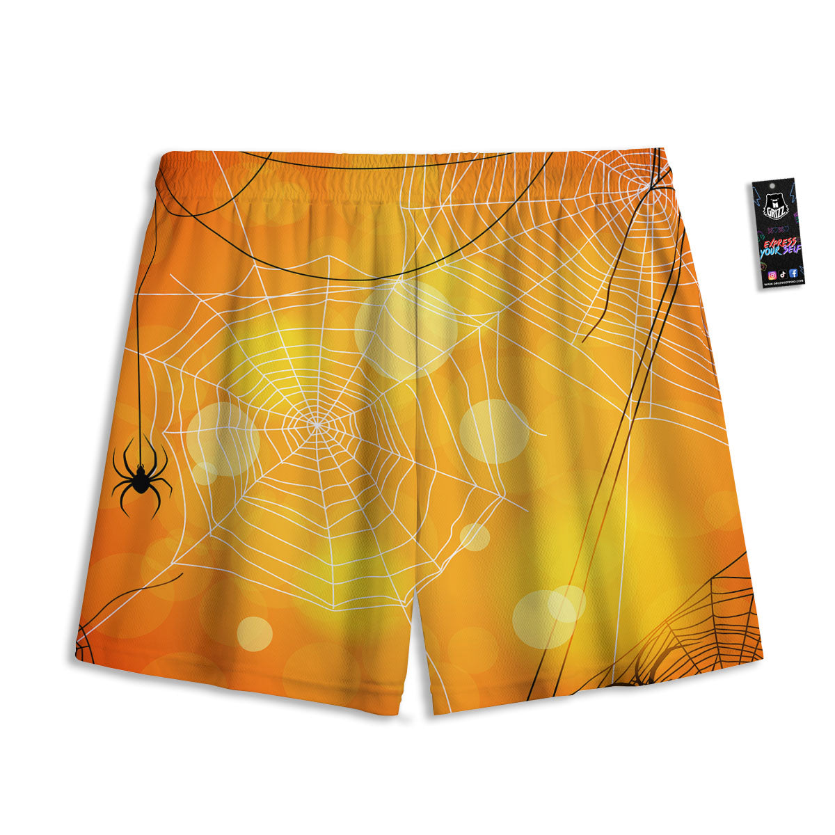 Spider Web Halloween Print Mesh Shorts