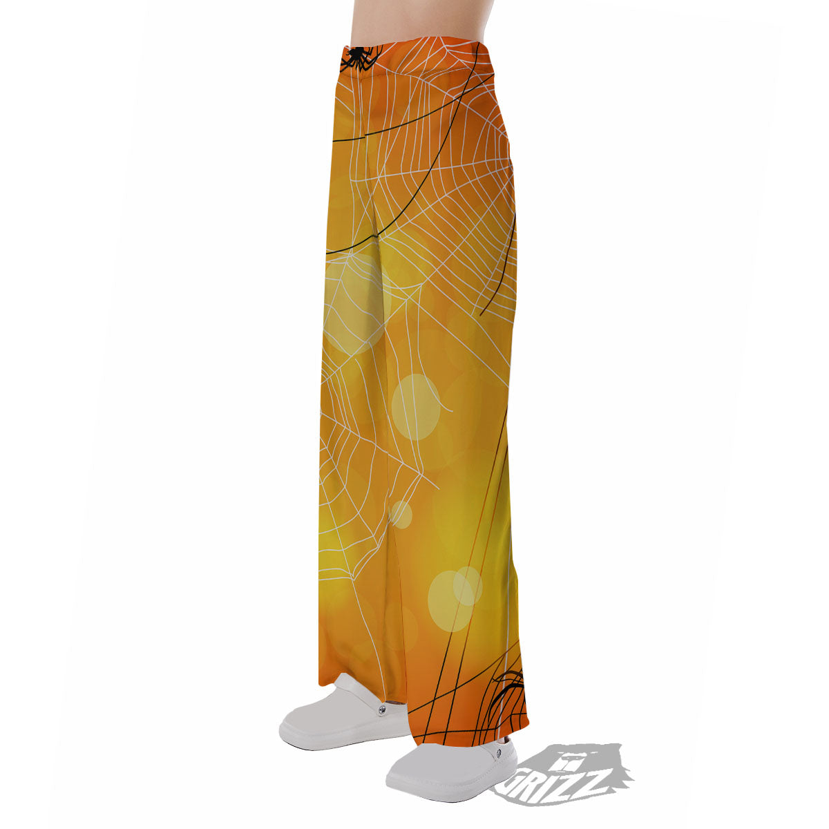 Spider Web Halloween Print Pajama Pants-grizzshop