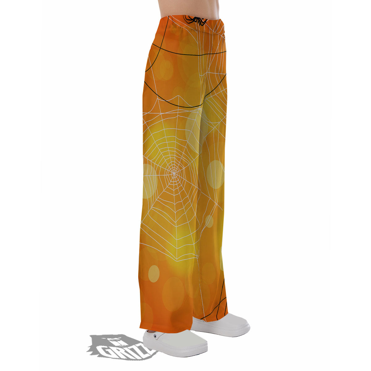 Spider Web Halloween Print Pajama Pants-grizzshop