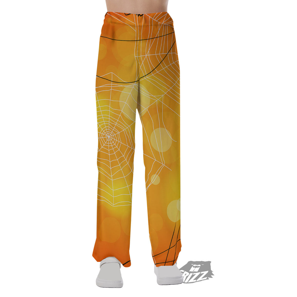 Spider Web Halloween Print Pajama Pants-grizzshop