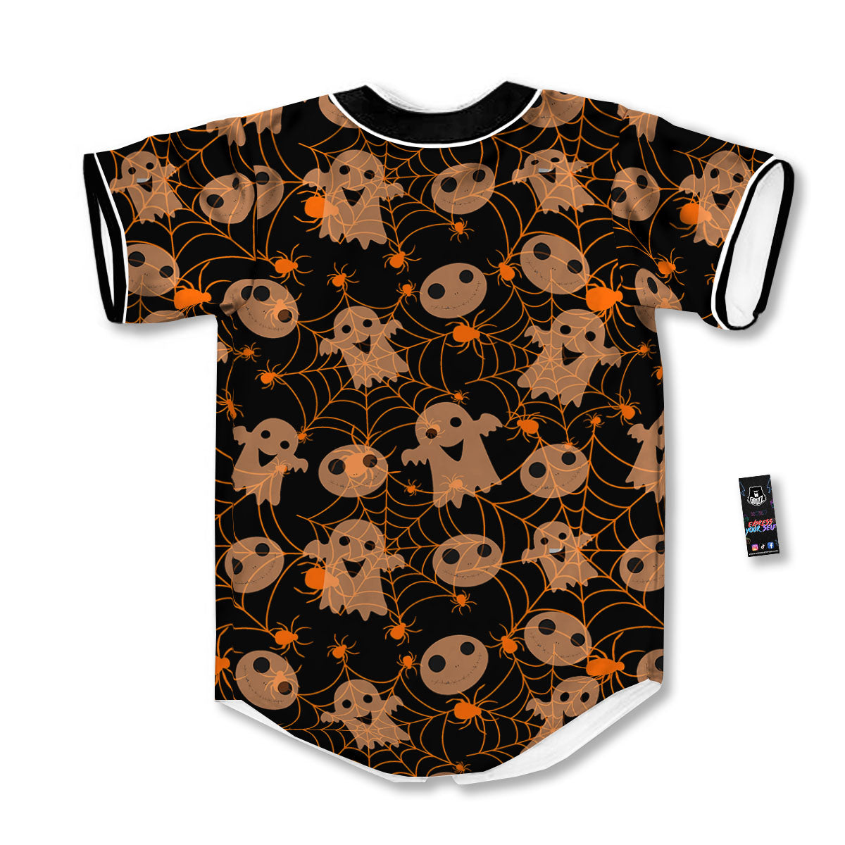 Spider Web Halloween Print Pattern Baseball Jersey-grizzshop