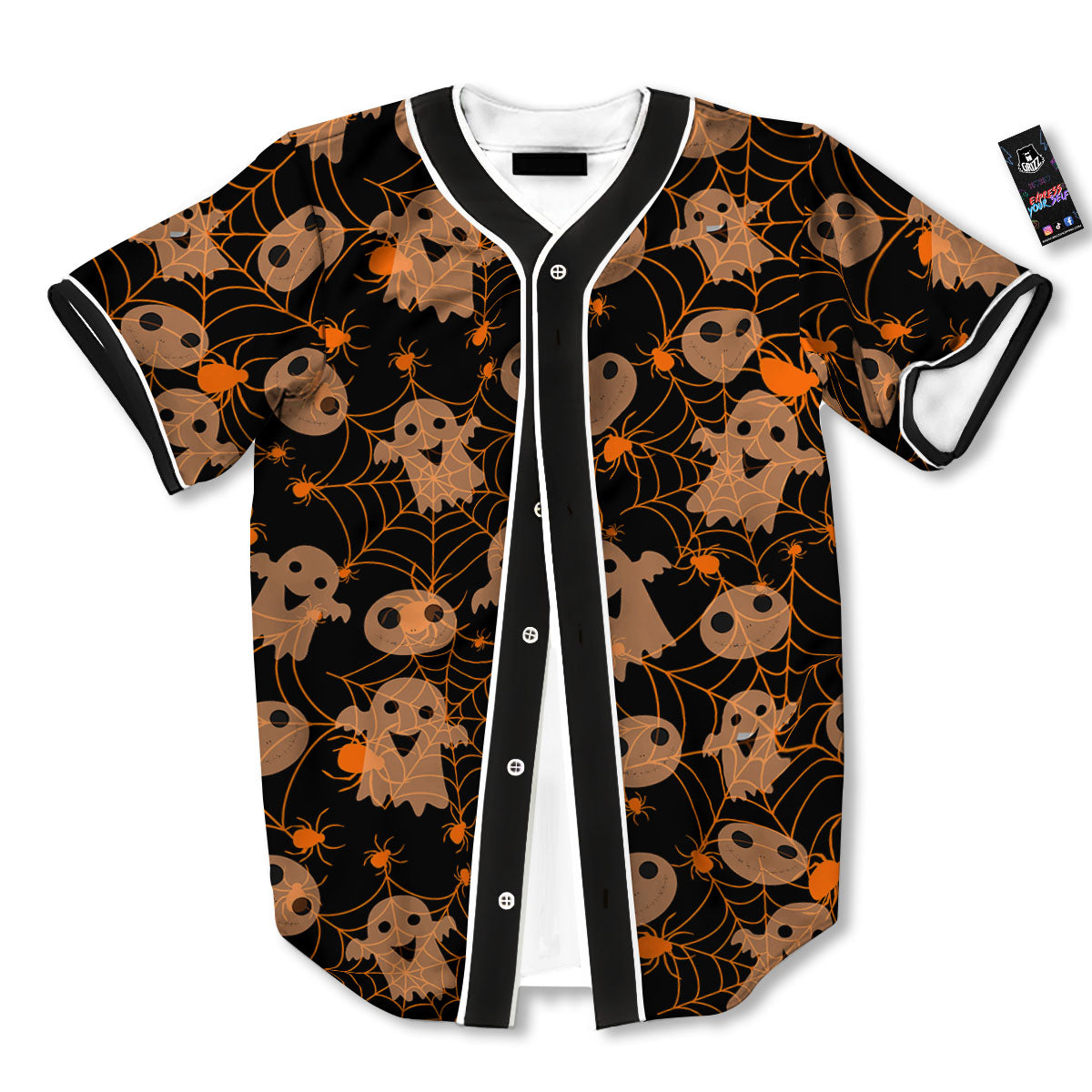 Spider Web Halloween Print Pattern Baseball Jersey-grizzshop