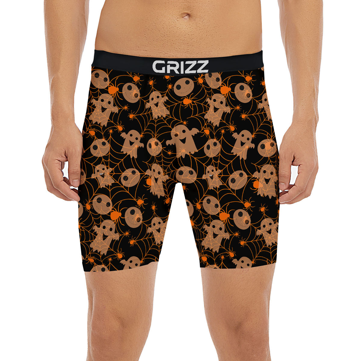 Spider Web Halloween Print Pattern Boxer Briefs-grizzshop