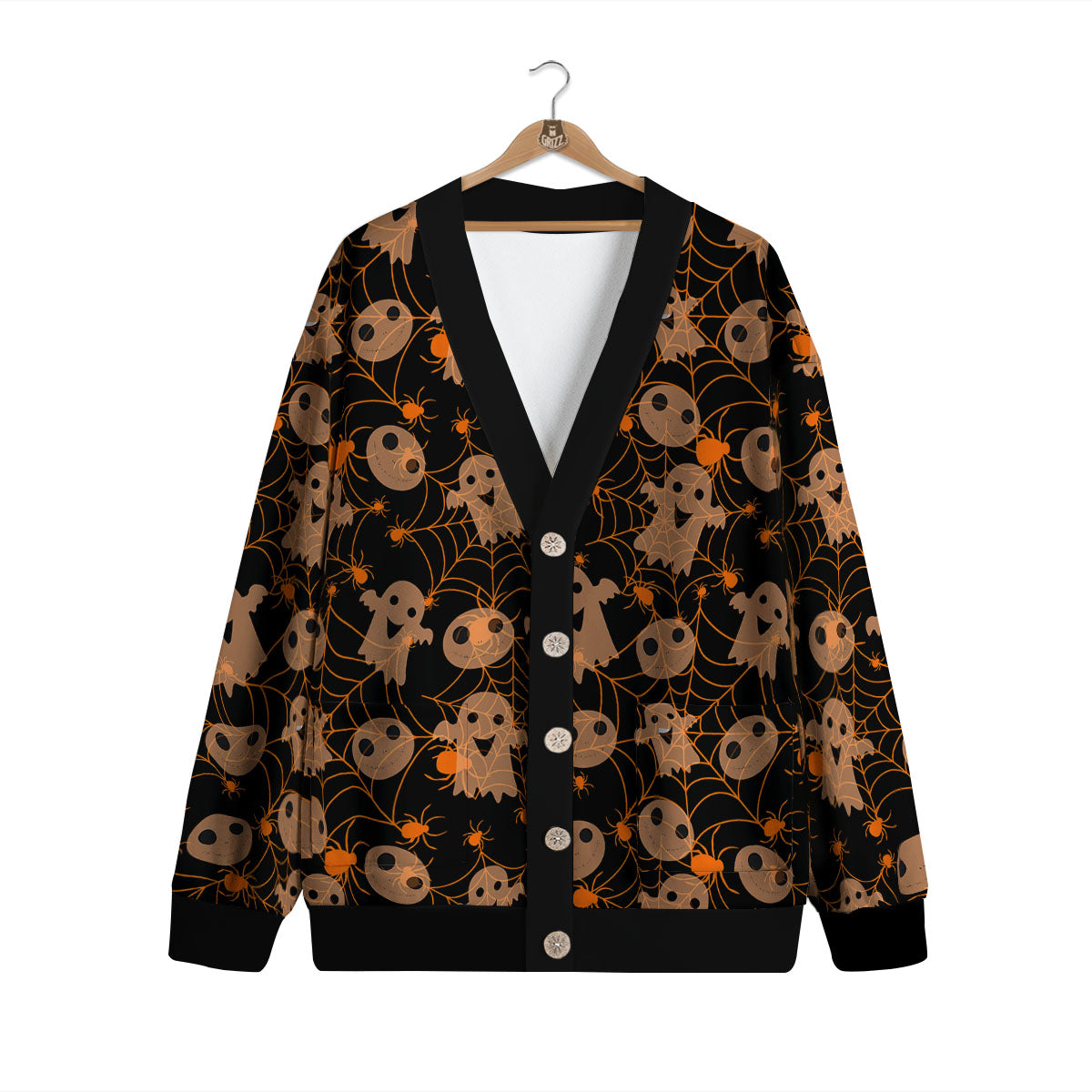 Spider Web Halloween Print Pattern Cardigan-grizzshop