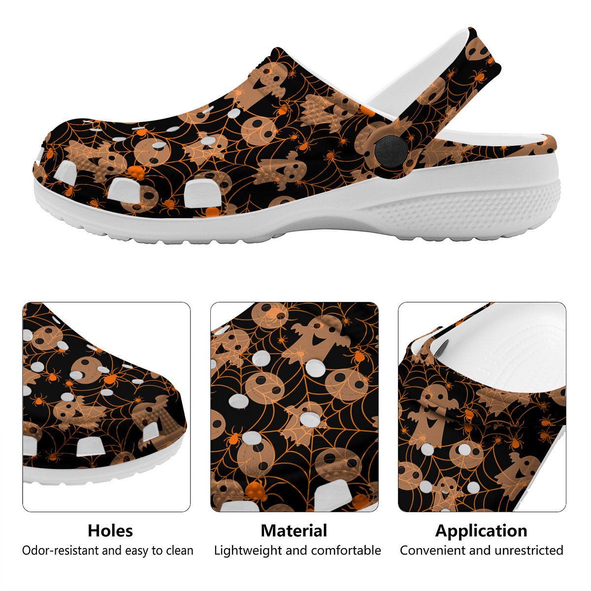 Spider Web Halloween Print Pattern Clog-grizzshop