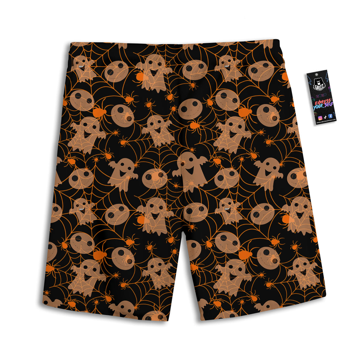 Spider Web Halloween Print Pattern Men's Athletic Shorts