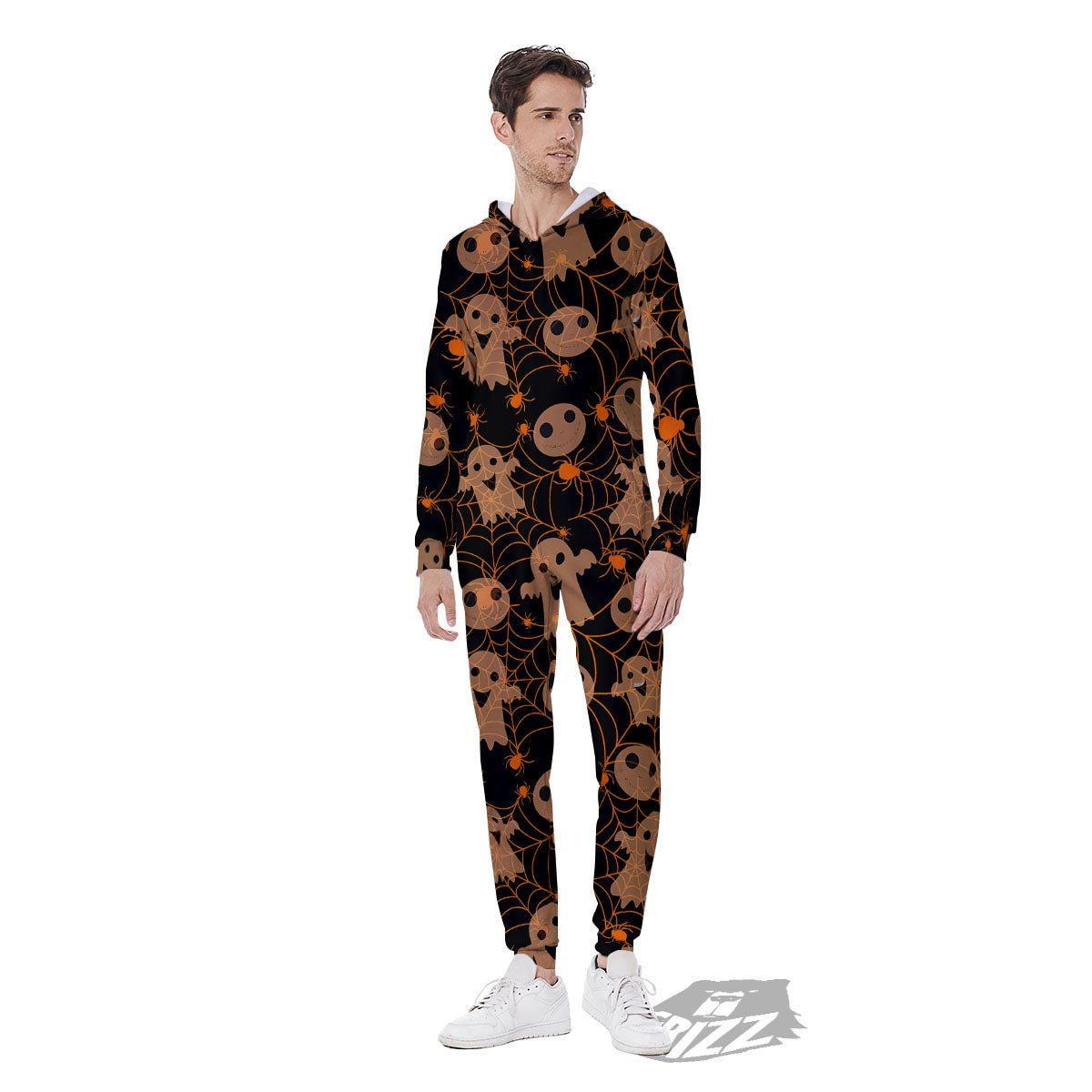 Spider Web Halloween Print Pattern Men's Jumpsuit-grizzshop