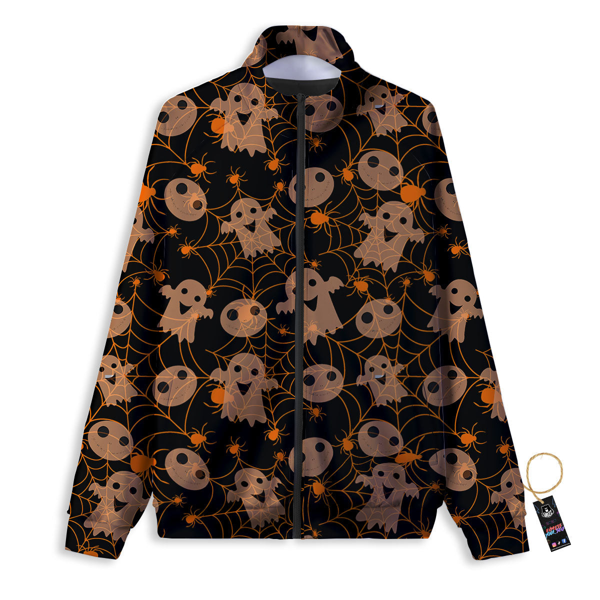 Spider Web Halloween Print Pattern Track Jacket-grizzshop