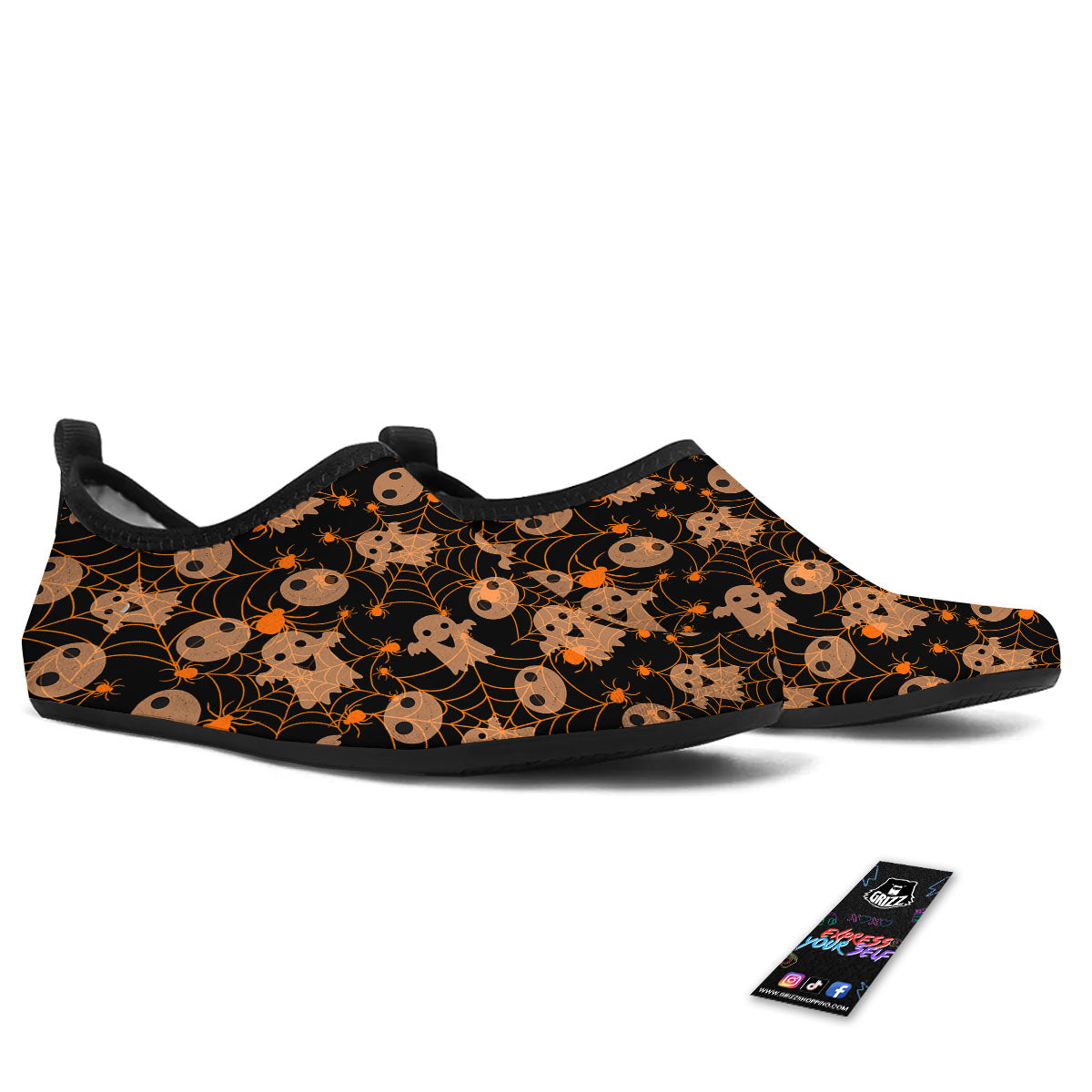 Spider Web Halloween Print Pattern Water Shoes-grizzshop