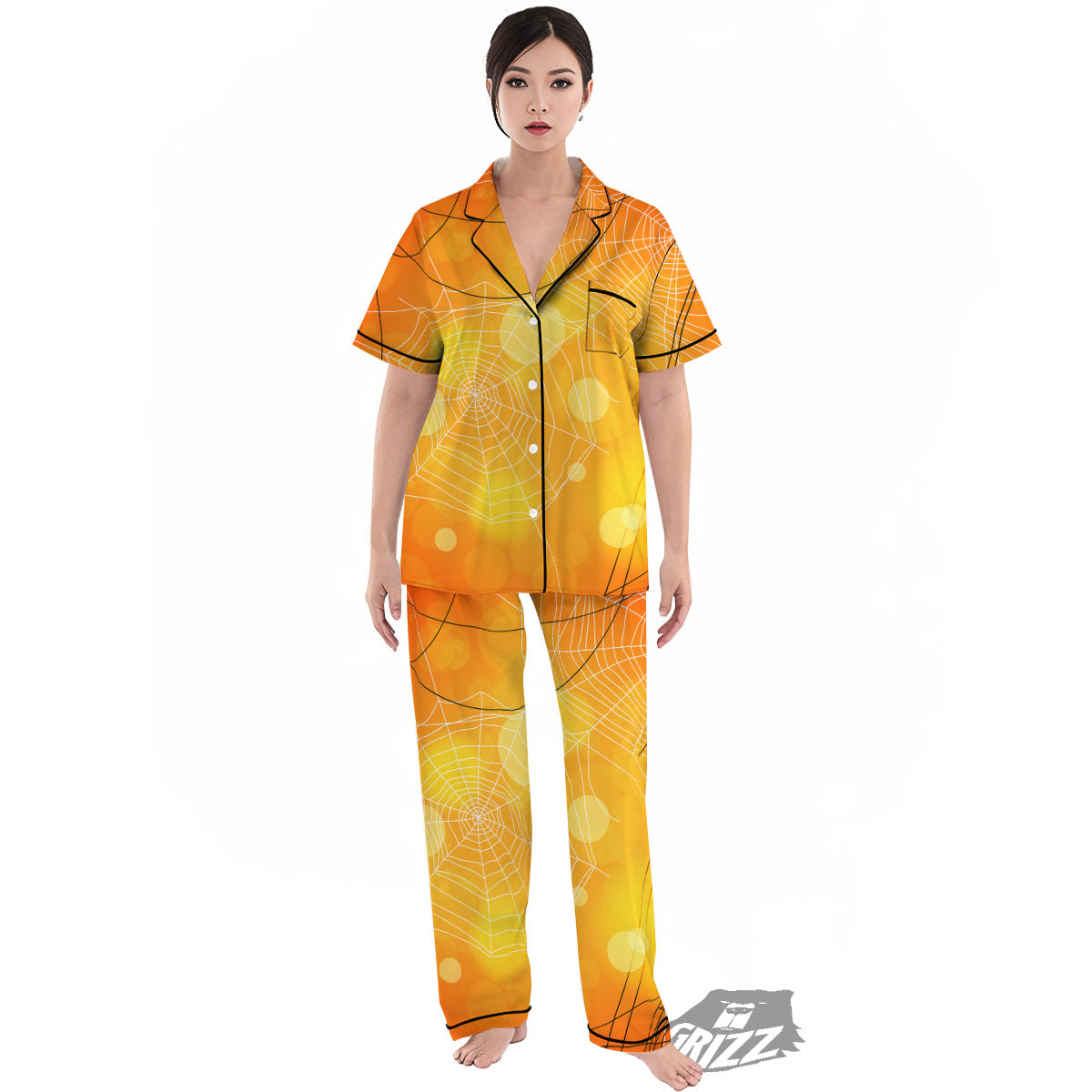 Spider Web Halloween Print Women's Pajamas Set-grizzshop