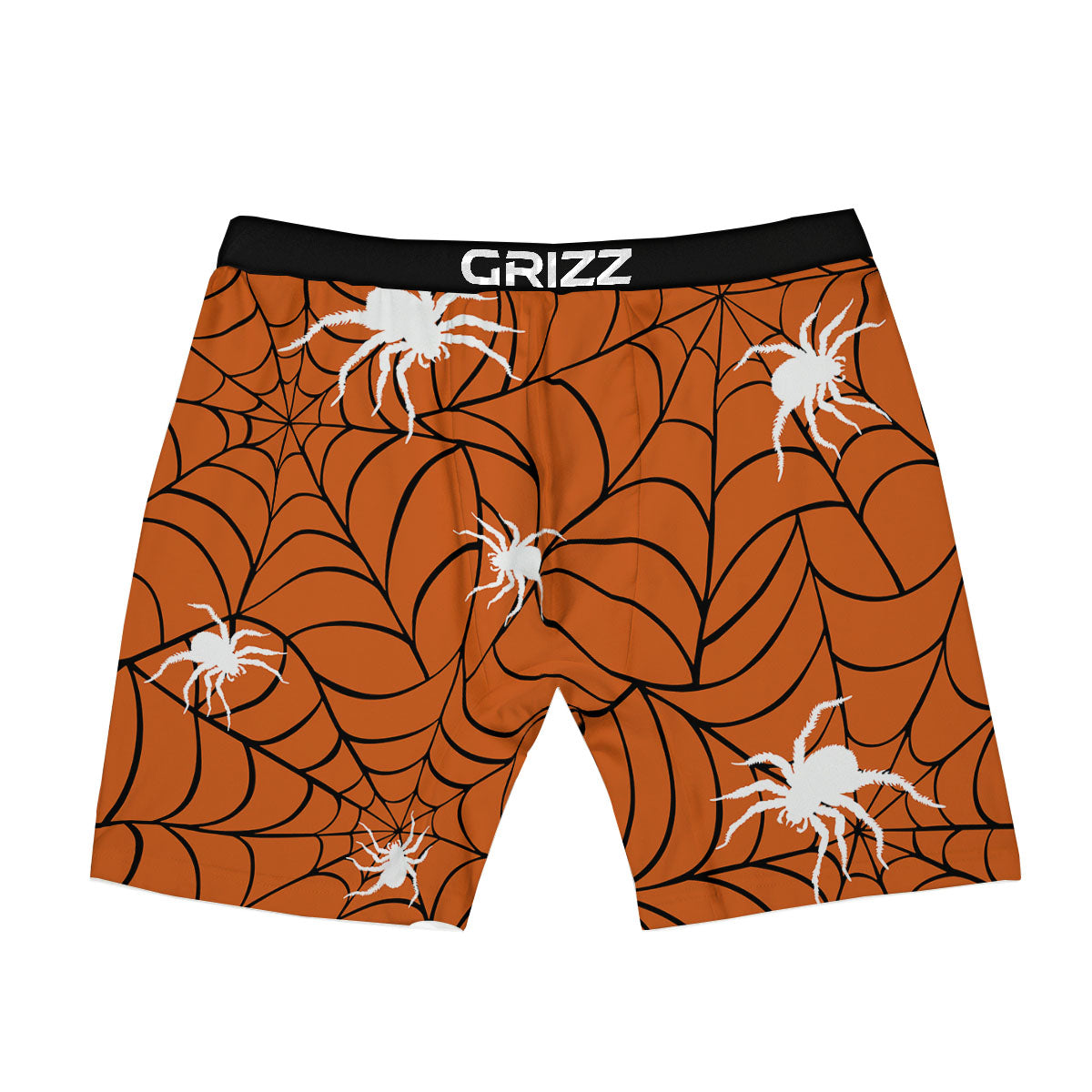 Spider Web Orange And Black Print Boxer Briefs-grizzshop