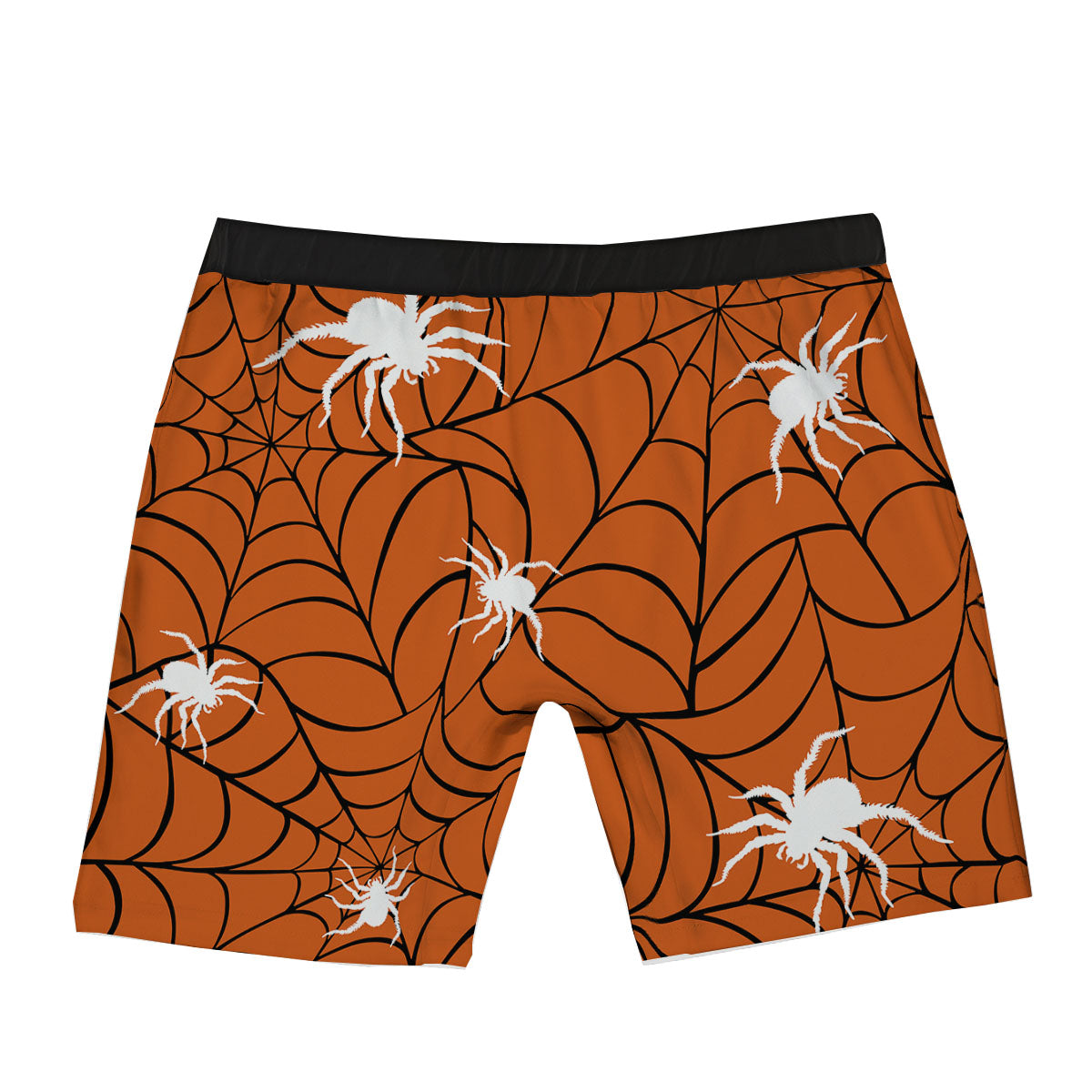 Spider Web Orange And Black Print Boxer Briefs-grizzshop