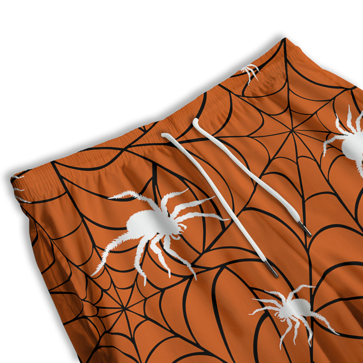 Spider Web Orange And Black Print Men's Athletic Shorts