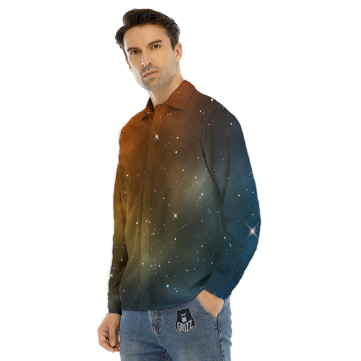 Spider Web Orange And Black Print Men's Dress Shirts-grizzshop