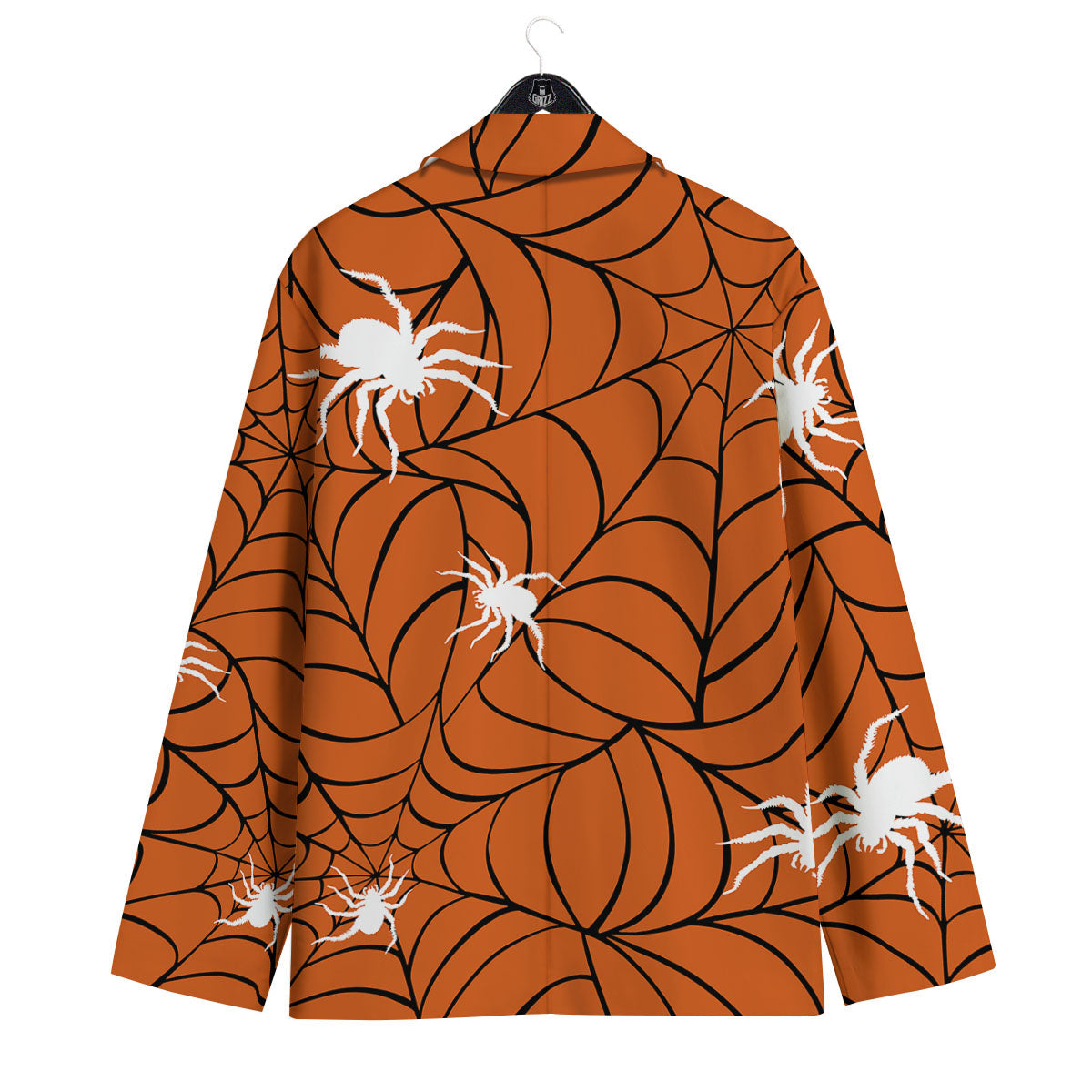 Spider Web Orange And Black Print Men's Sport Coat-grizzshop
