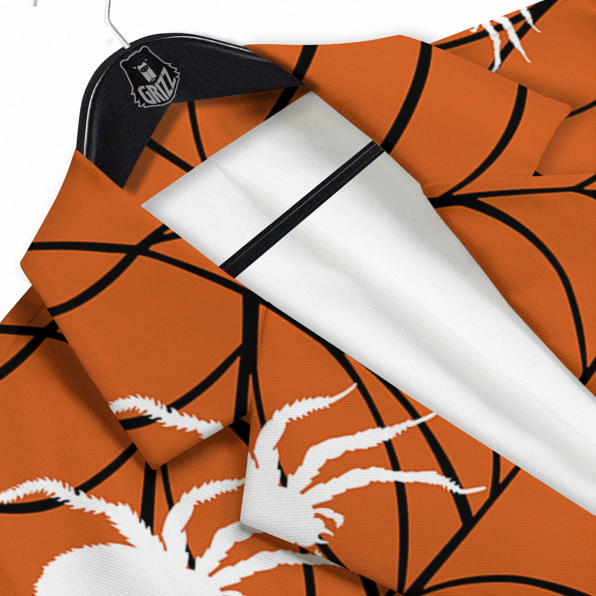 Spider Web Orange And Black Print Men's Sport Coat-grizzshop
