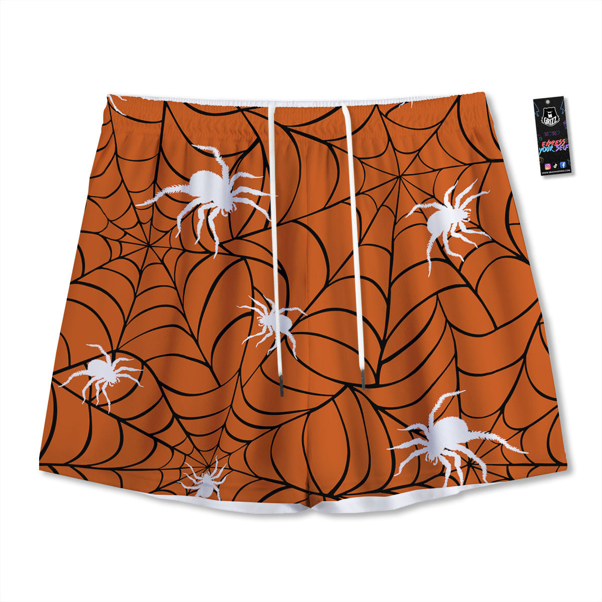 Skull Firefighter Department Print Mesh Shorts