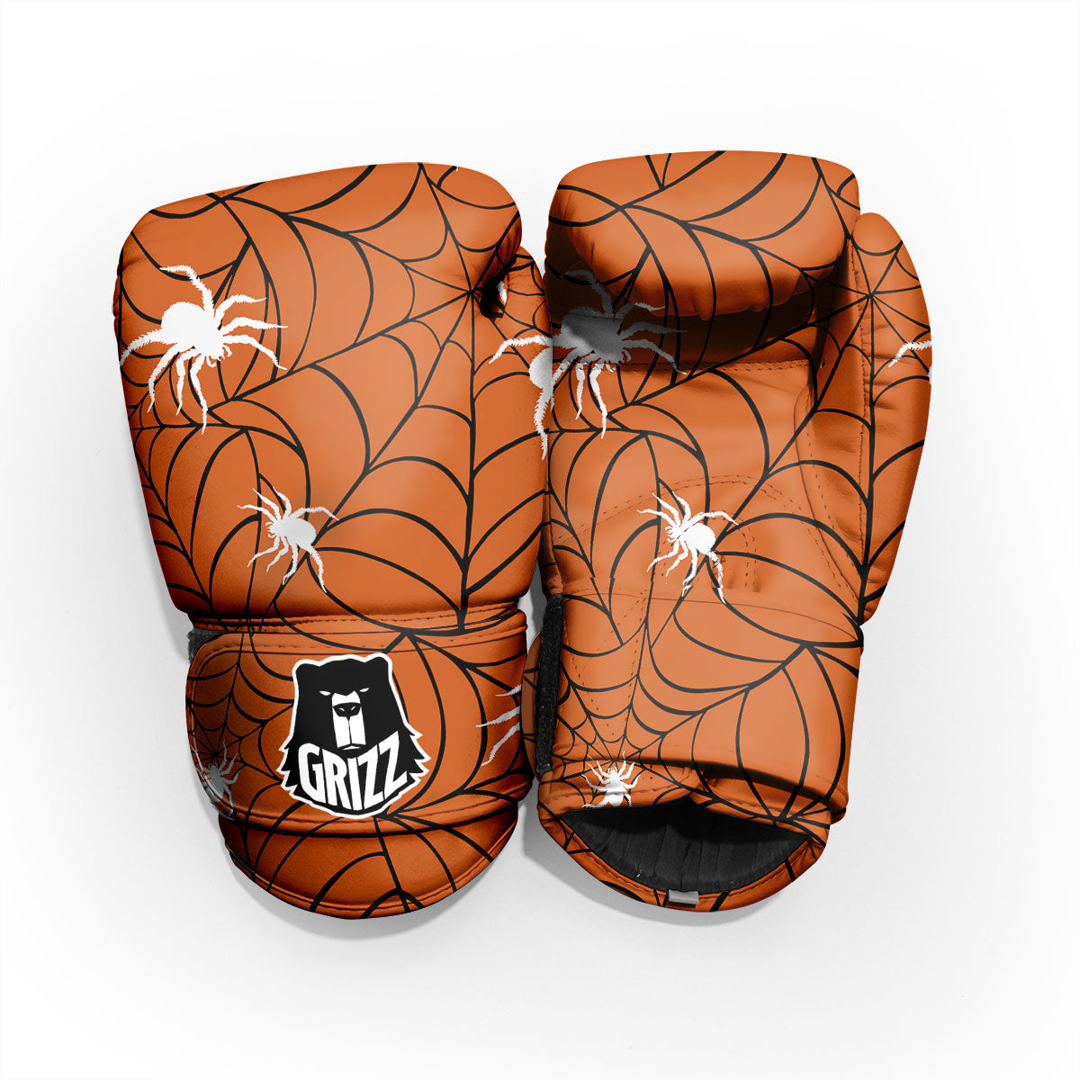Spider Web Orange And Black Print Pro Boxing Glove