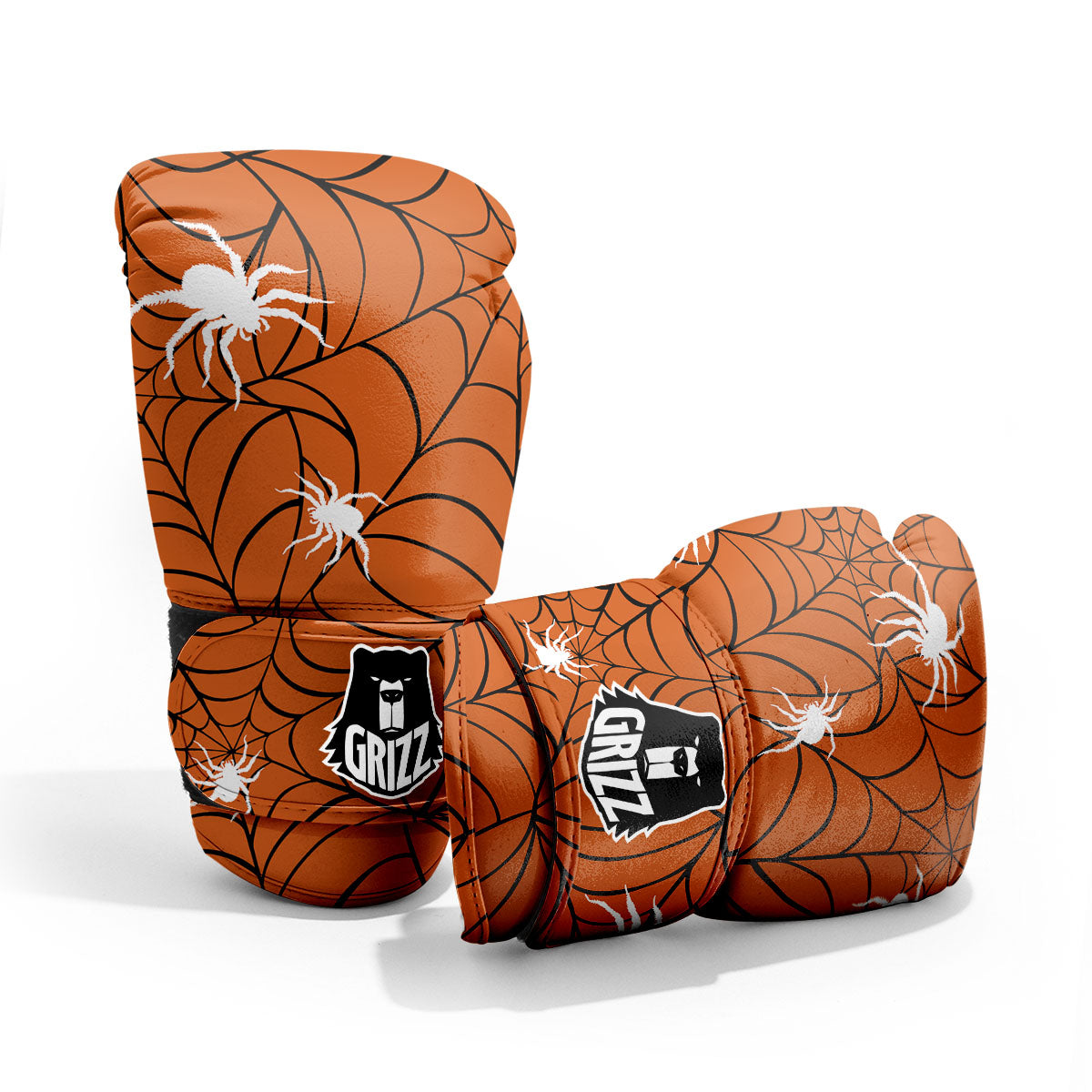 Spider Web Orange And Black Print Pro Boxing Glove