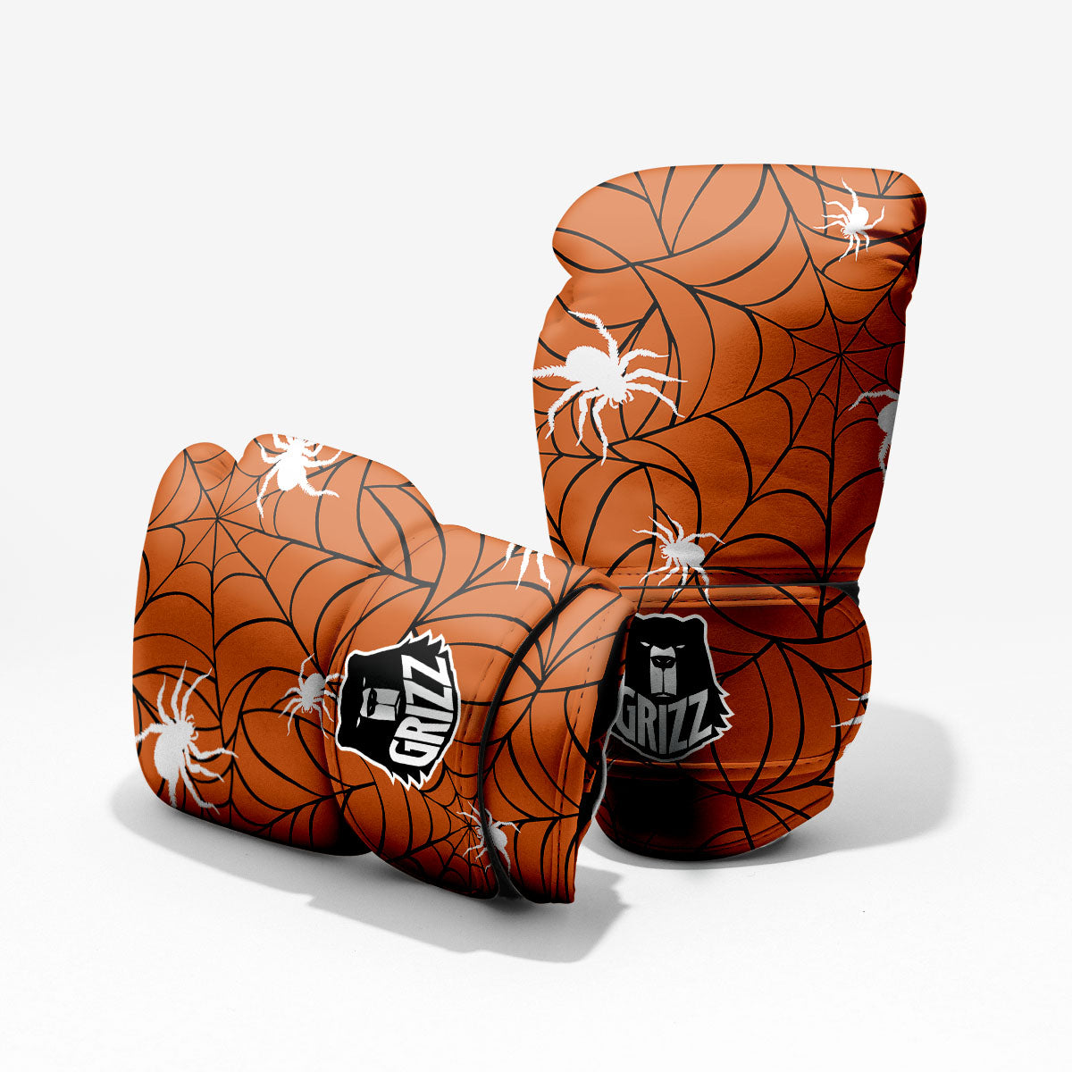 Spider Web Orange And Black Print Pro Boxing Glove