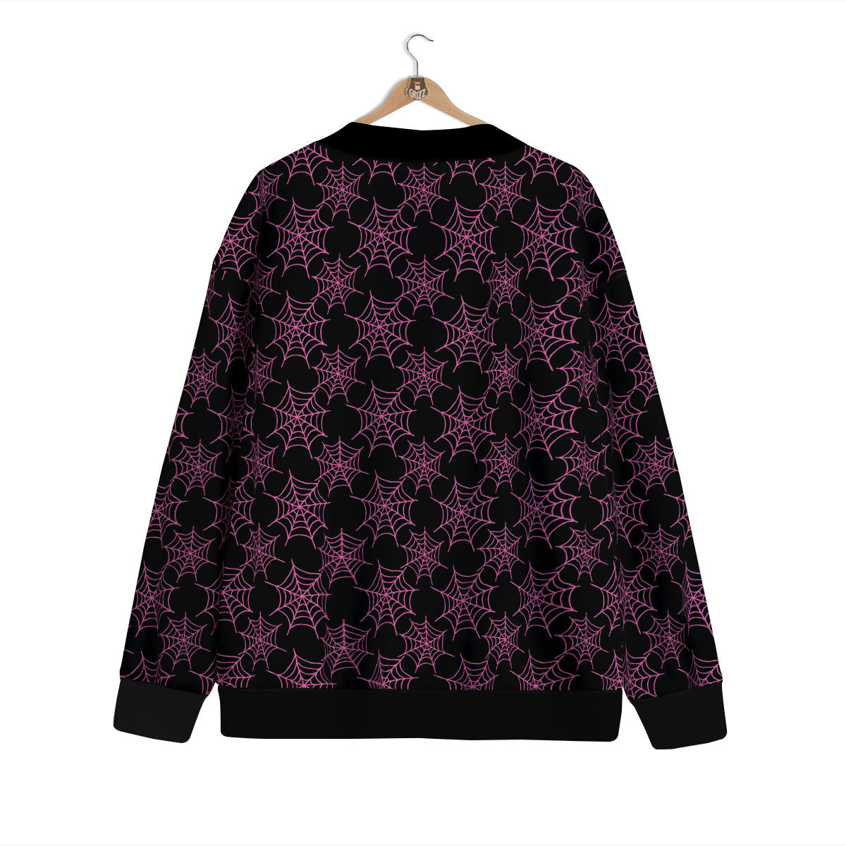 Spider Web Pink And Black Print Pattern Cardigan-grizzshop