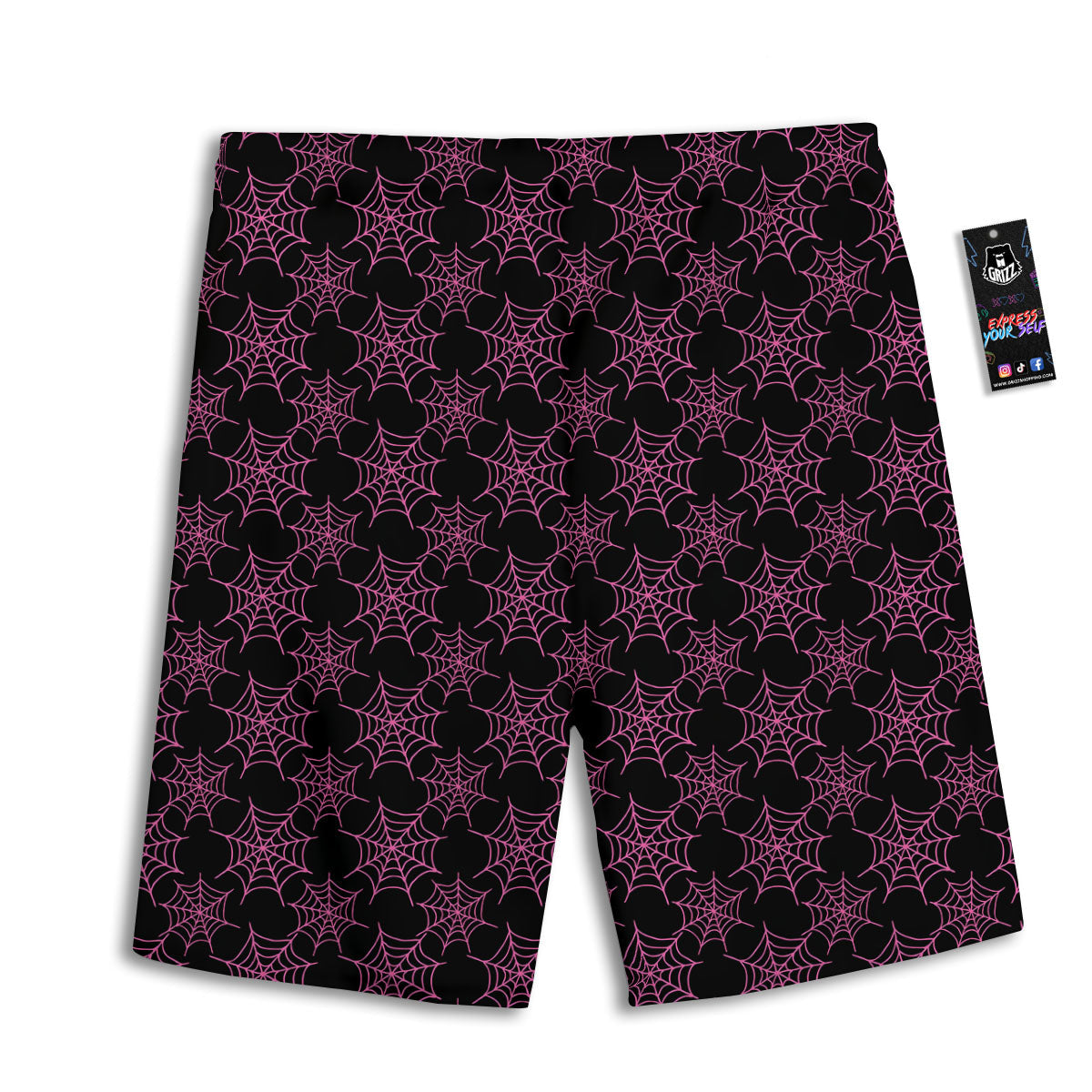Spider Web Pink And Black Print Pattern Men's Athletic Shorts