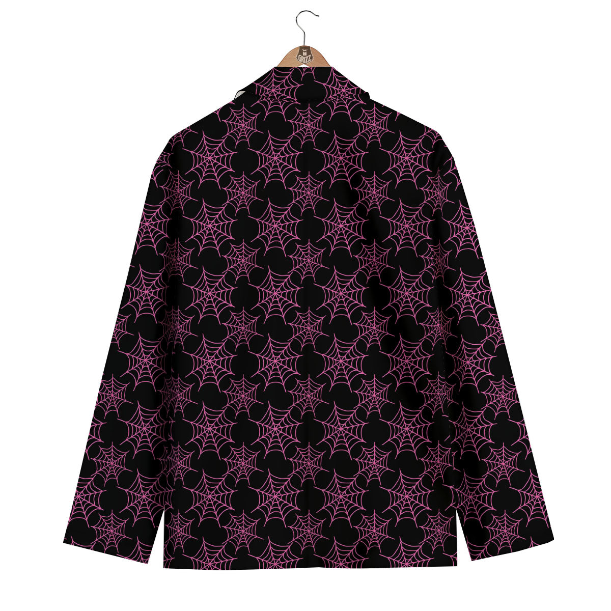 Spider Web Pink And Black Print Pattern Men's Blazer-grizzshop