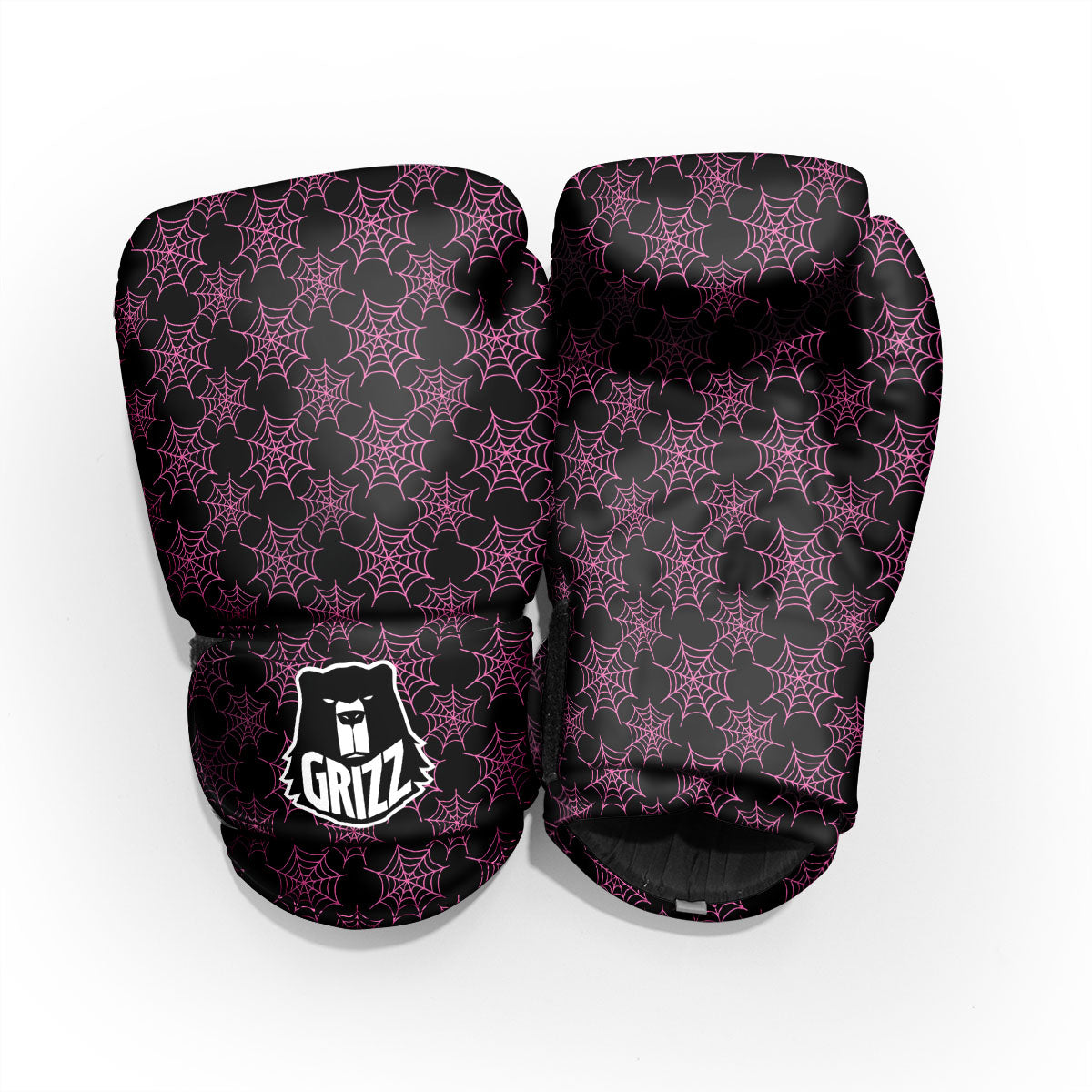 Spider Web Pink And Black Print Pattern Pro Boxing Glove