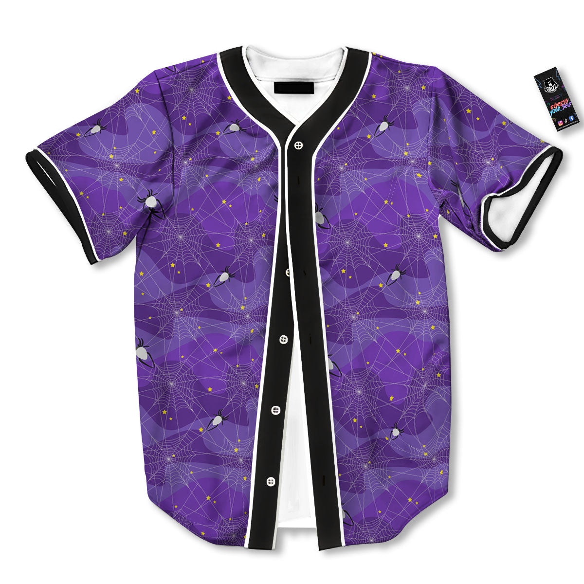 Spider Web Purple Print Pattern Baseball Jersey-grizzshop