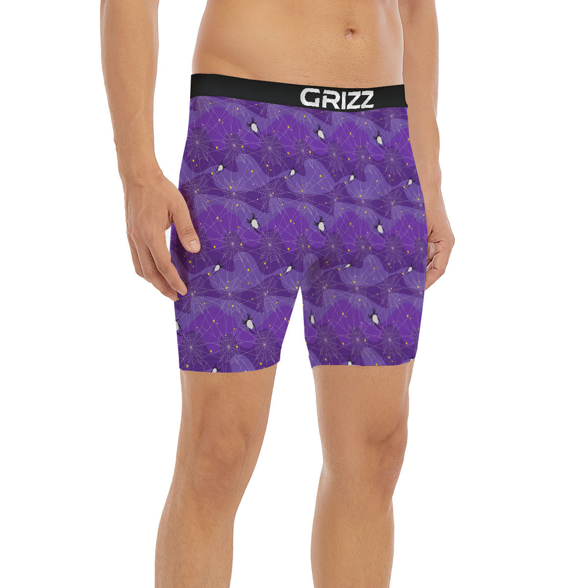 Spider Web Purple Print Pattern Boxer Briefs-grizzshop