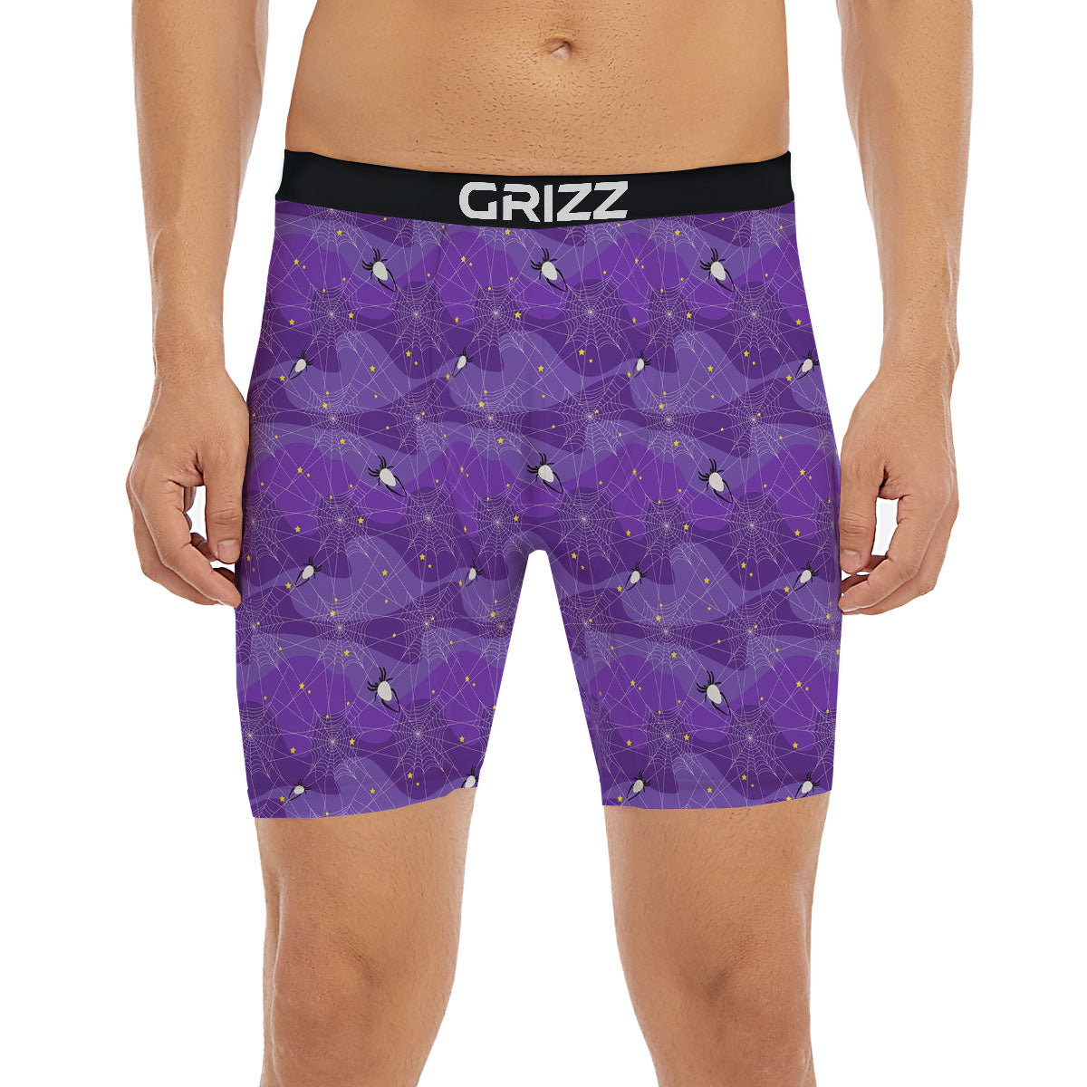 Spider Web Purple Print Pattern Boxer Briefs-grizzshop