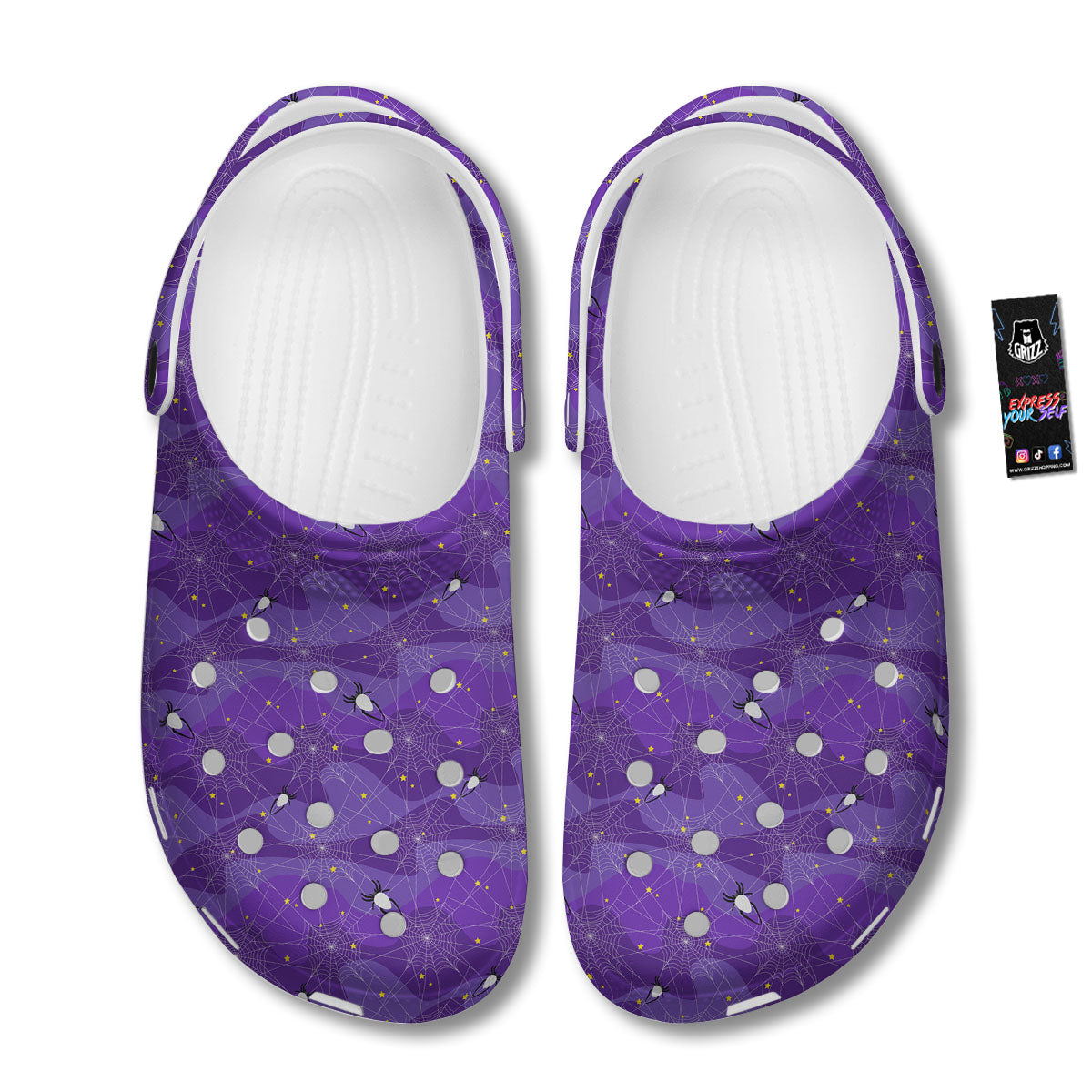 Spider Web Purple Print Pattern Clog-grizzshop