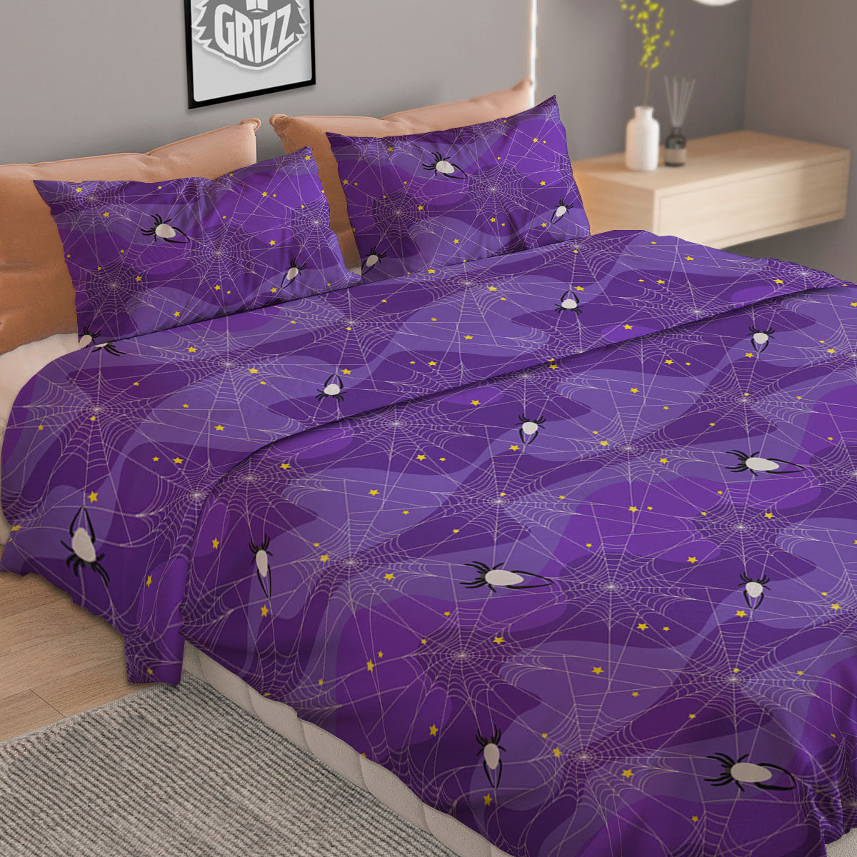 Stripe White Tiger Print Pattern Duvet Cover Bedding Set